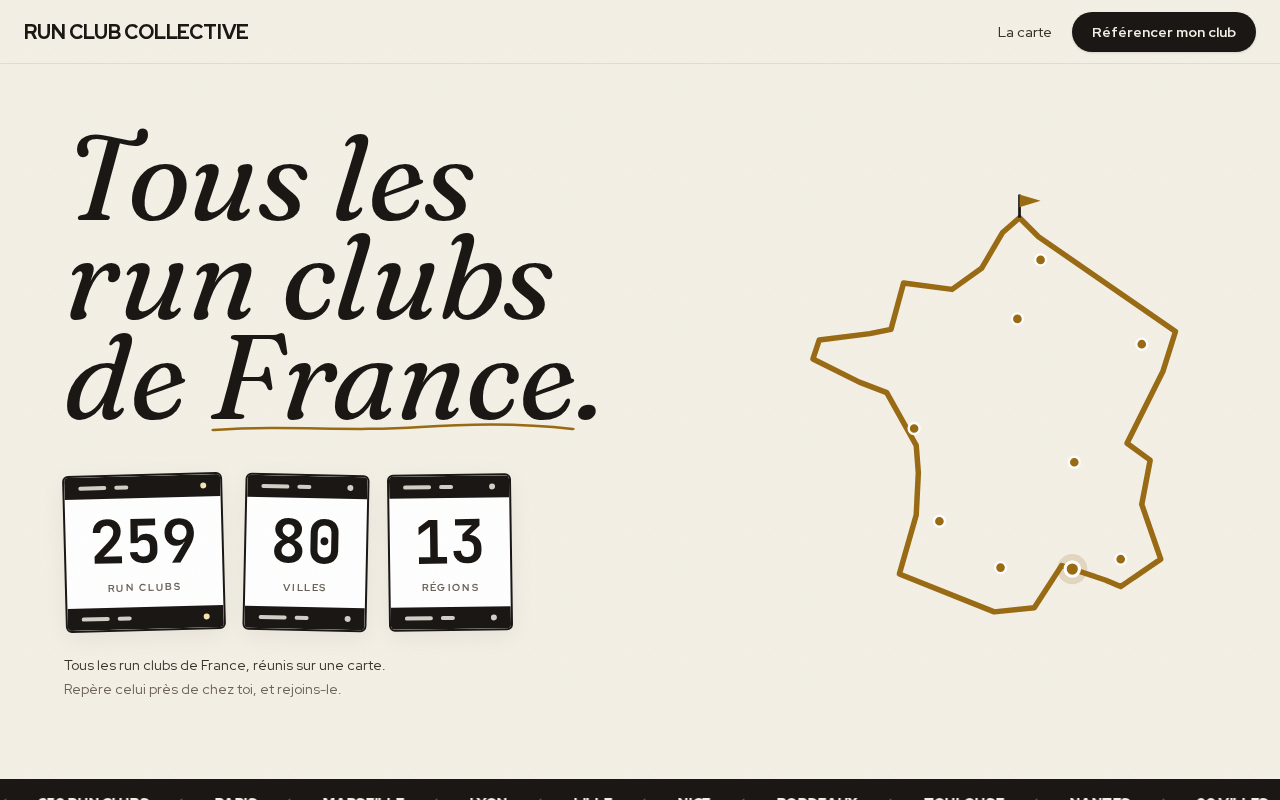 Screenshot of the Run Club Collective landing page